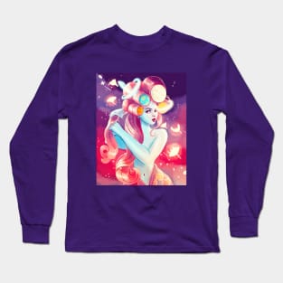 A mermaid with a celestial hairstyle Long Sleeve T-Shirt